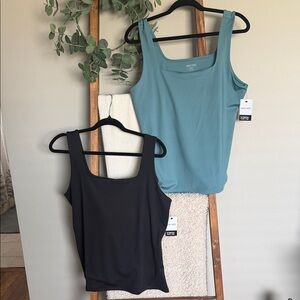 2-Nine West Classic Scoop Tank Top in Teal and Black. Brand New with tags